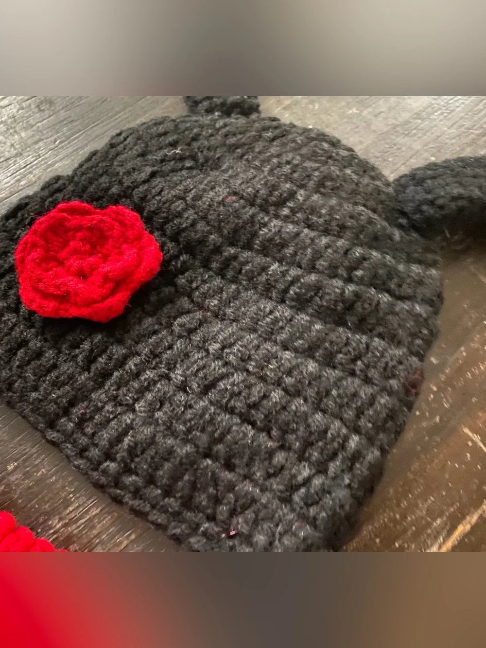 Newborn to 4 months or so crocheted ladybug photo op outfit red and black